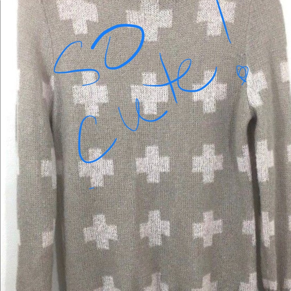 Press Brand Mohair Tissue Sweater, tan w Crosses